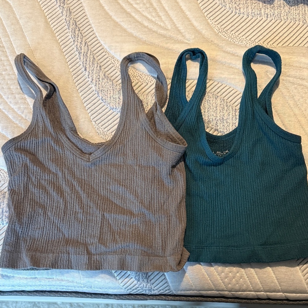 Ribbed bralette Set in Gray and Teal
